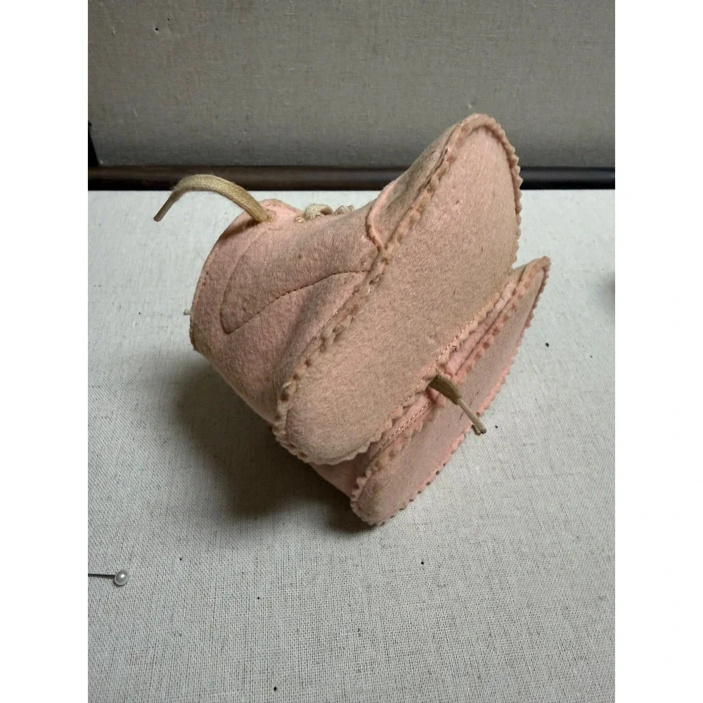Vintage Baby Shoes Bundle White Pink Leather Felt Antique Infant Booties 3 Pairs